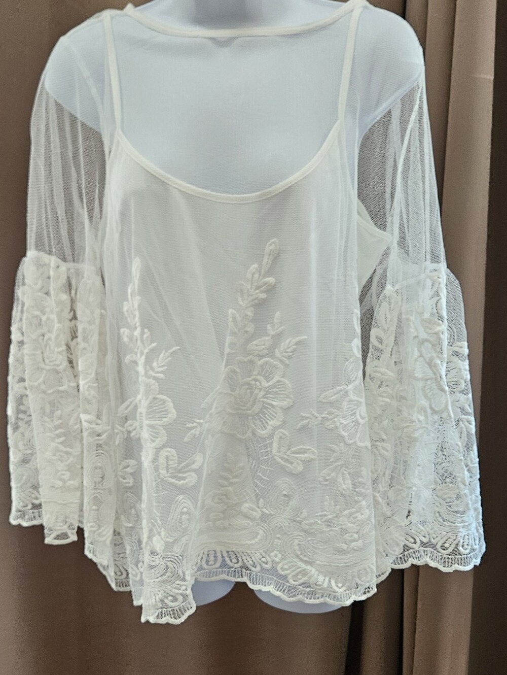 NWT Marc Bouwer Unlimited Embroidered Mesh Lace Blouse
